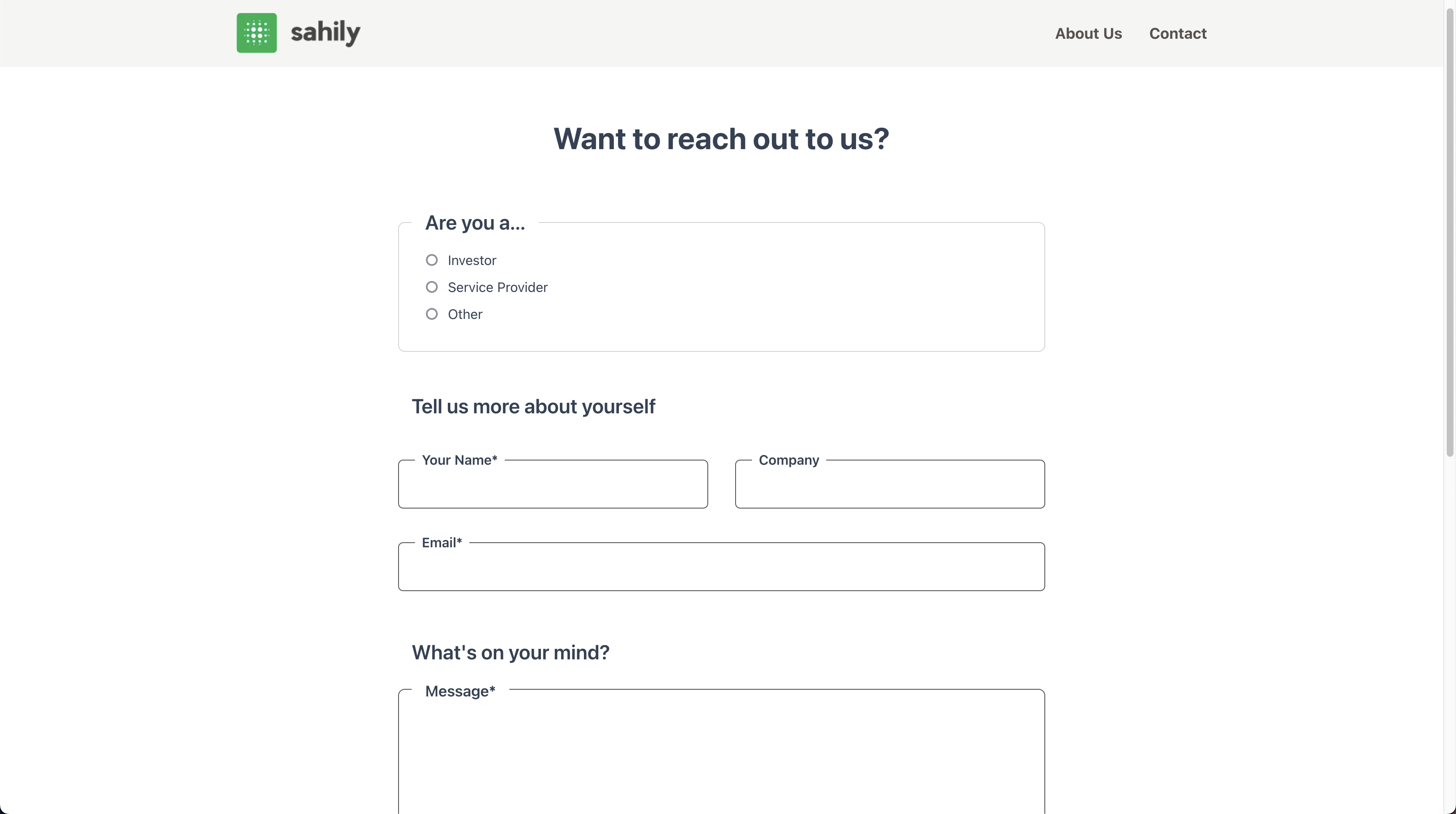 Sahily — Contact form