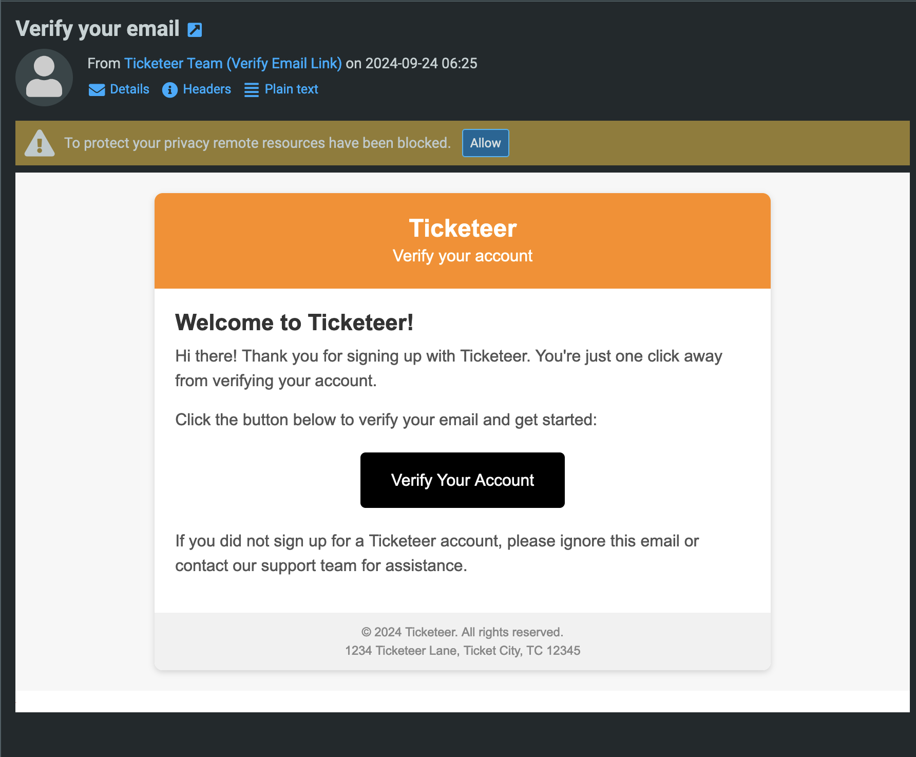 Ticketeer — Email verification